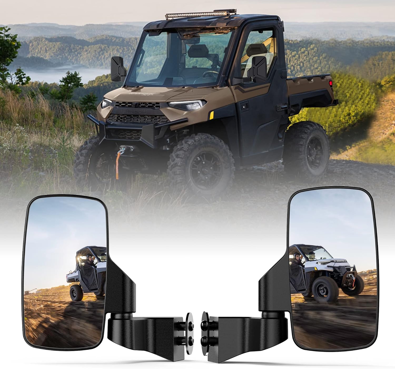Ranger Side Mirrors for Full-Door Polaris Ranger Models 2018-2024