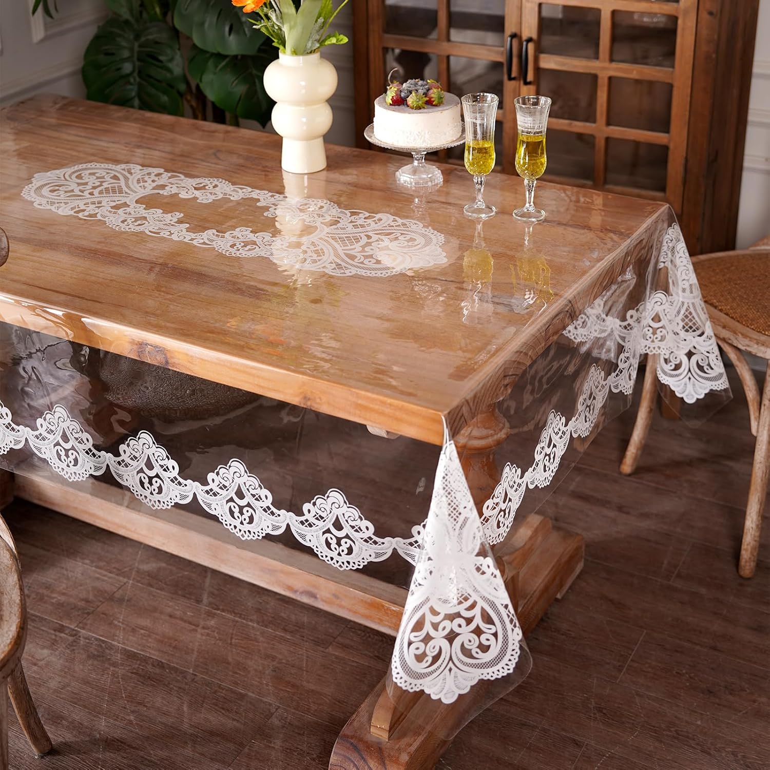 Clear Table Cover Protector for Dining Tables - Vintage Style