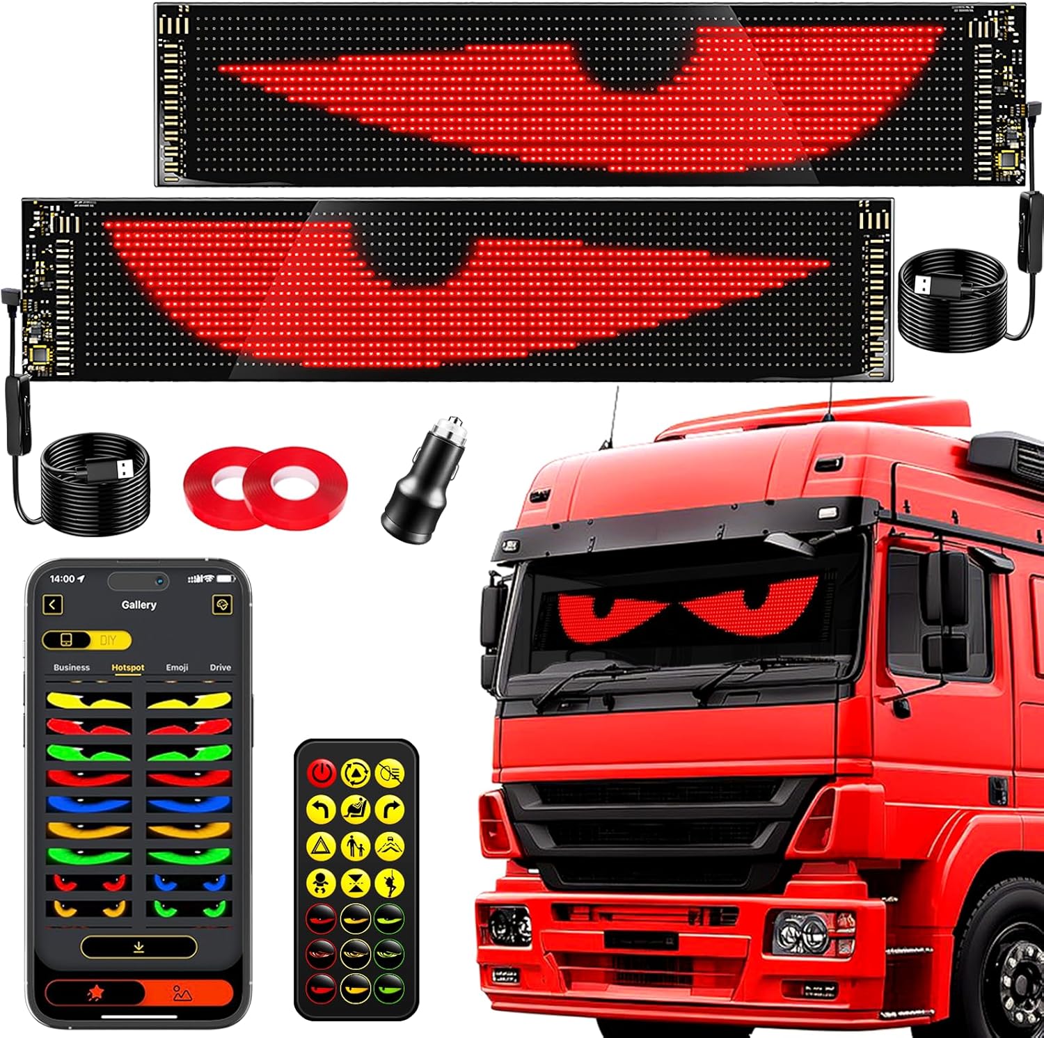 LED Sign for Car - 23in Devil's Eyes Light with APP Control