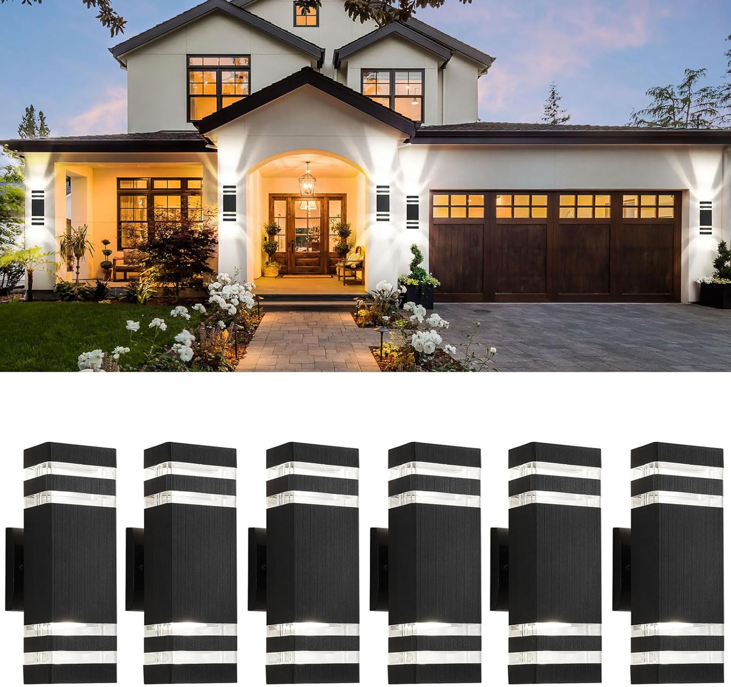Tewei 6 Pack Outdoor Wall Lights for Modern Home Lighting