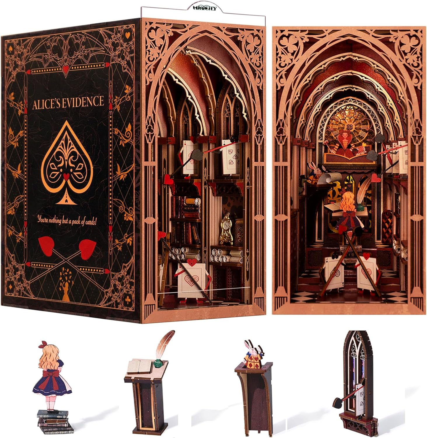 MiniCity DIY Miniature Dollhouse Book Nook Kit with LED Light