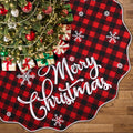 72 in Buffalo Plaid Tree Skirt - Reversible Burlap Snowflake Design