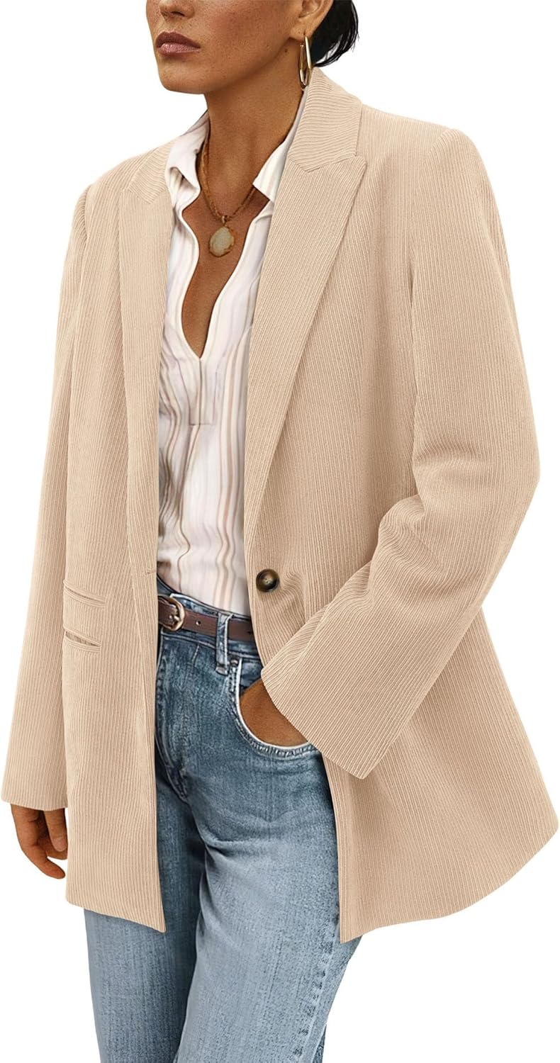 PRETTYGARDEN Women's Winter Corduroy Blazers for Casual Style