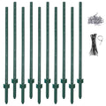 LADECH 7 ft Metal Fence Posts Set of 10 - Sturdy Garden Support