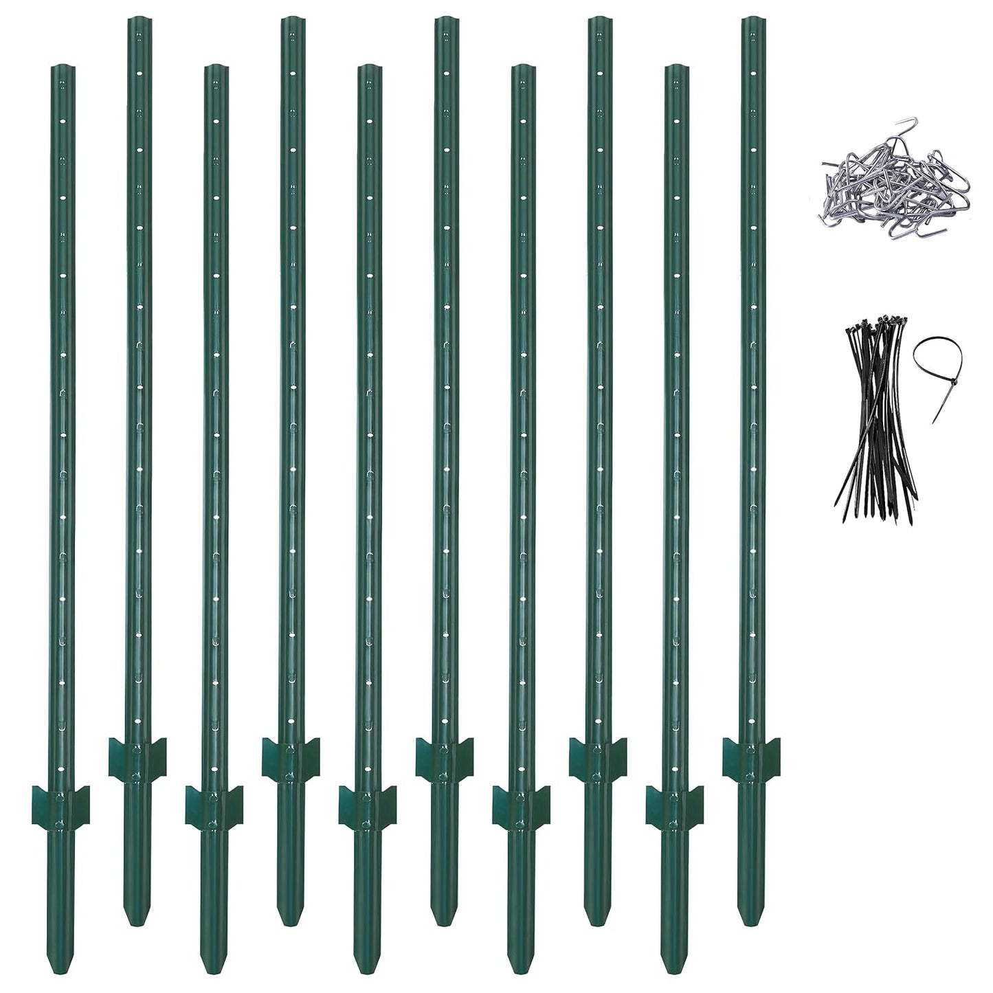 LADECH 7 Feet Sturdy Duty Metal Fence Post Set for Fencing