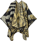 Plaid Sweater Poncho Cape - Reversible Cozy Shawl Wrap