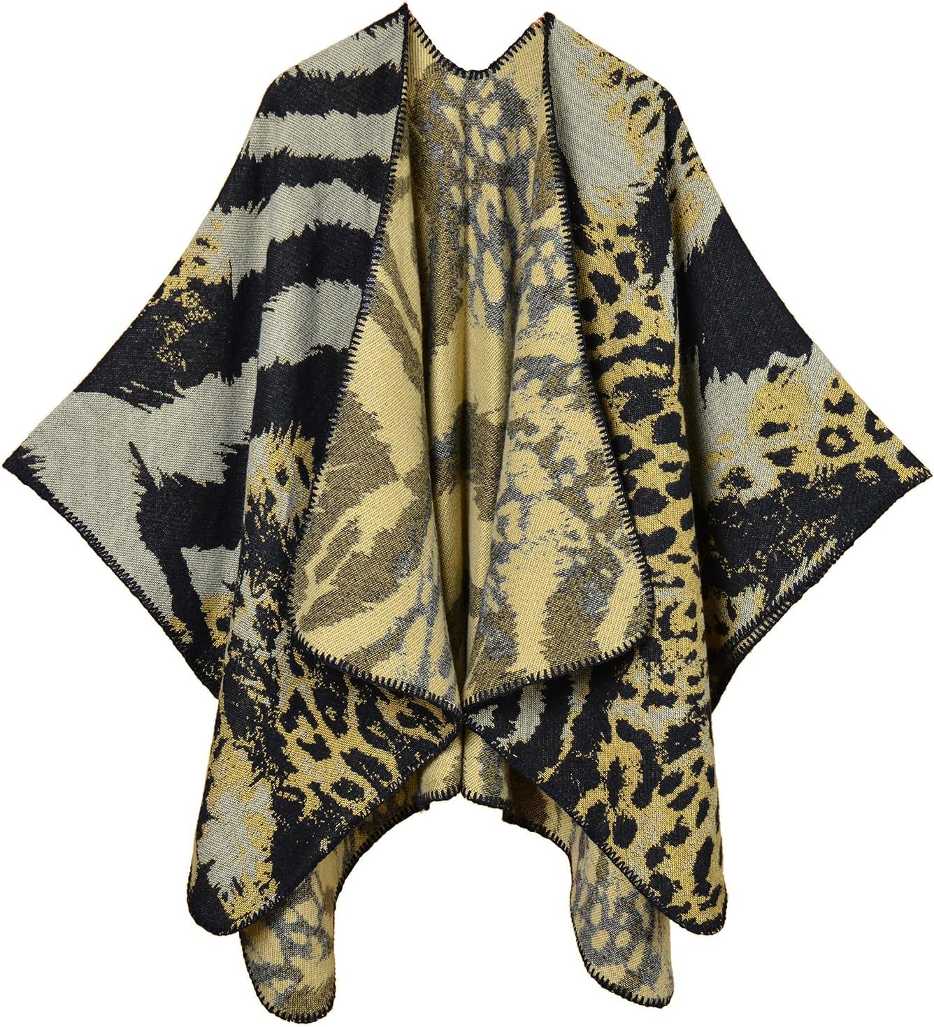 Reversible Women's Plaid Sweater Poncho Cape for All Occasions