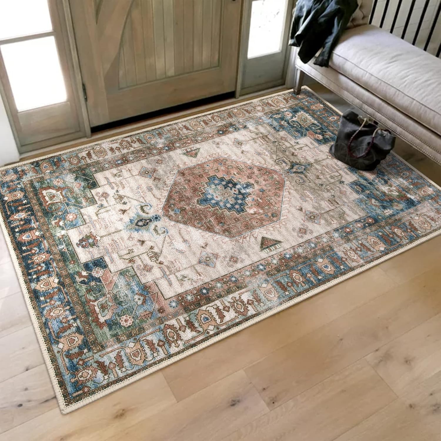 Collive Indoor Door Mat Retro Floor Mat for Entryway Comfort