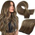 Full Shine Brown Ombre Hair Extensions Weft - Natural Volume and Color