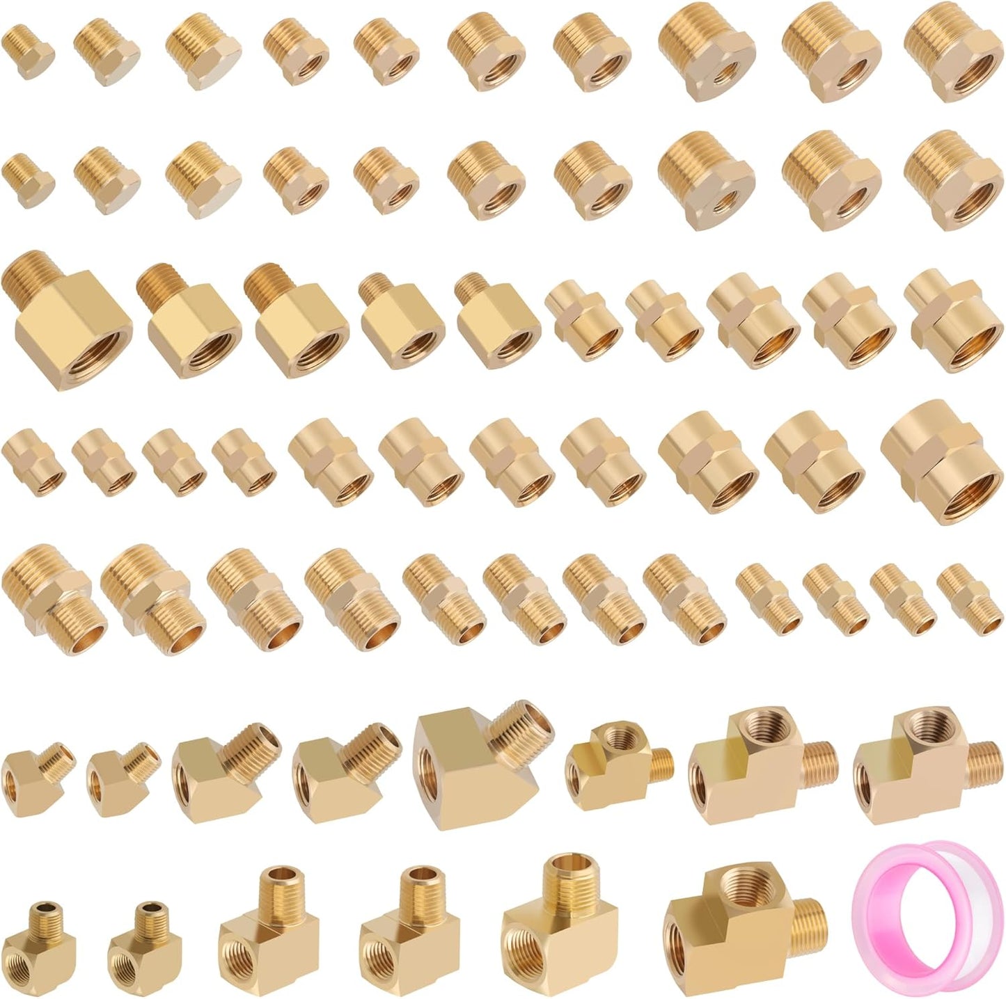 68PCS Brass Pipe Fitting Assortment Kit for Versatile Applications