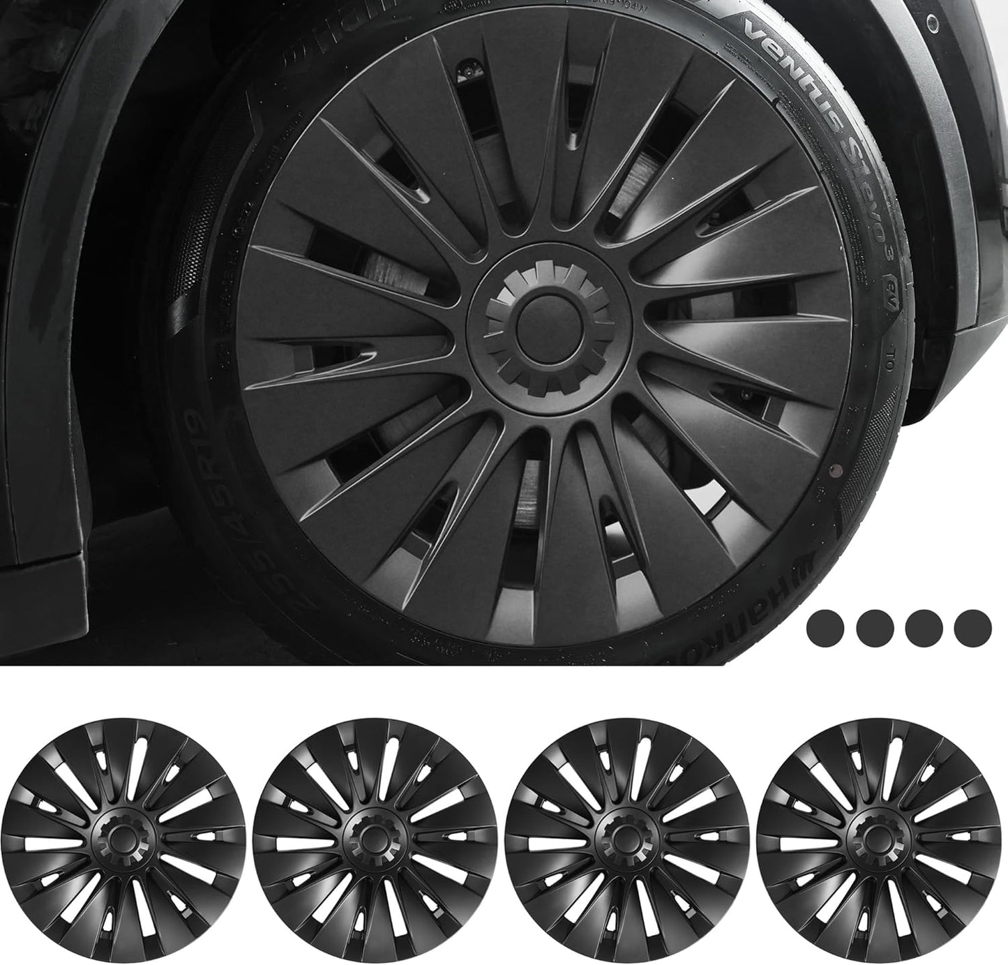 FORAUTOMOD 19 Inch Wheel Covers for Tesla Model Y - Matte Black