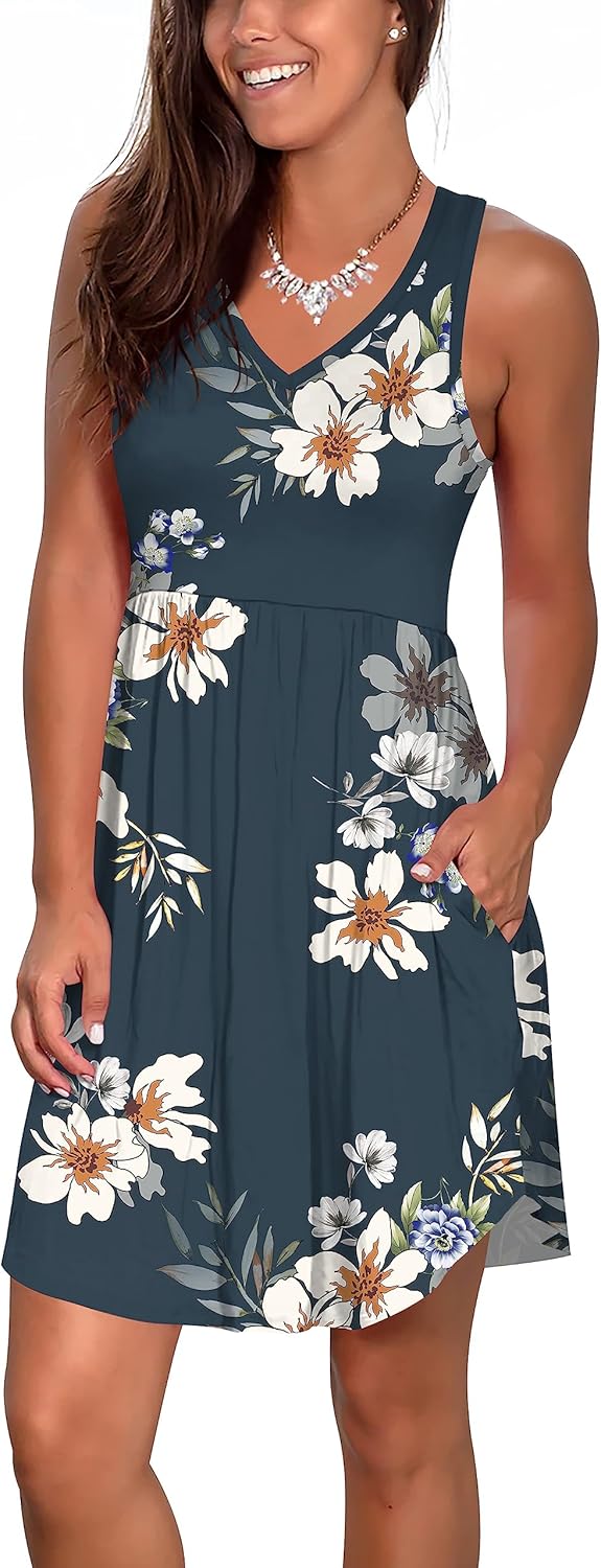 Atizon Casual Summer T Shirt Dress for Women with Pockets