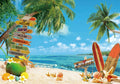 10x8ft Polyester Summer Beach Backdrop - Tropical Seaside Photo Banner