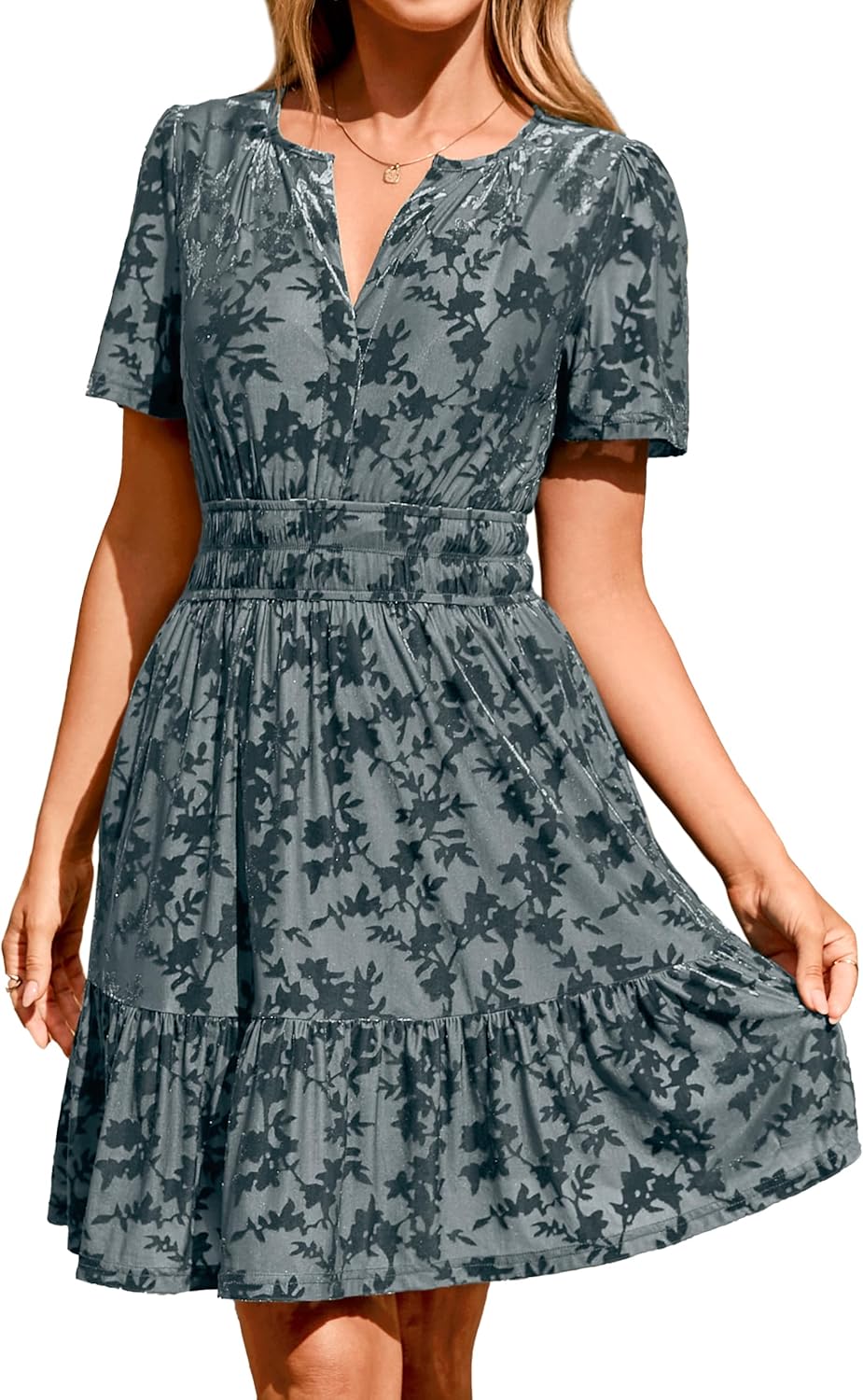 Simplee Women's Velvet Short Sleeve Cocktail Dress for All Occasions