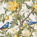 Bird Peel and Stick Wallpaper Yellow Floral and Lemon - Removable