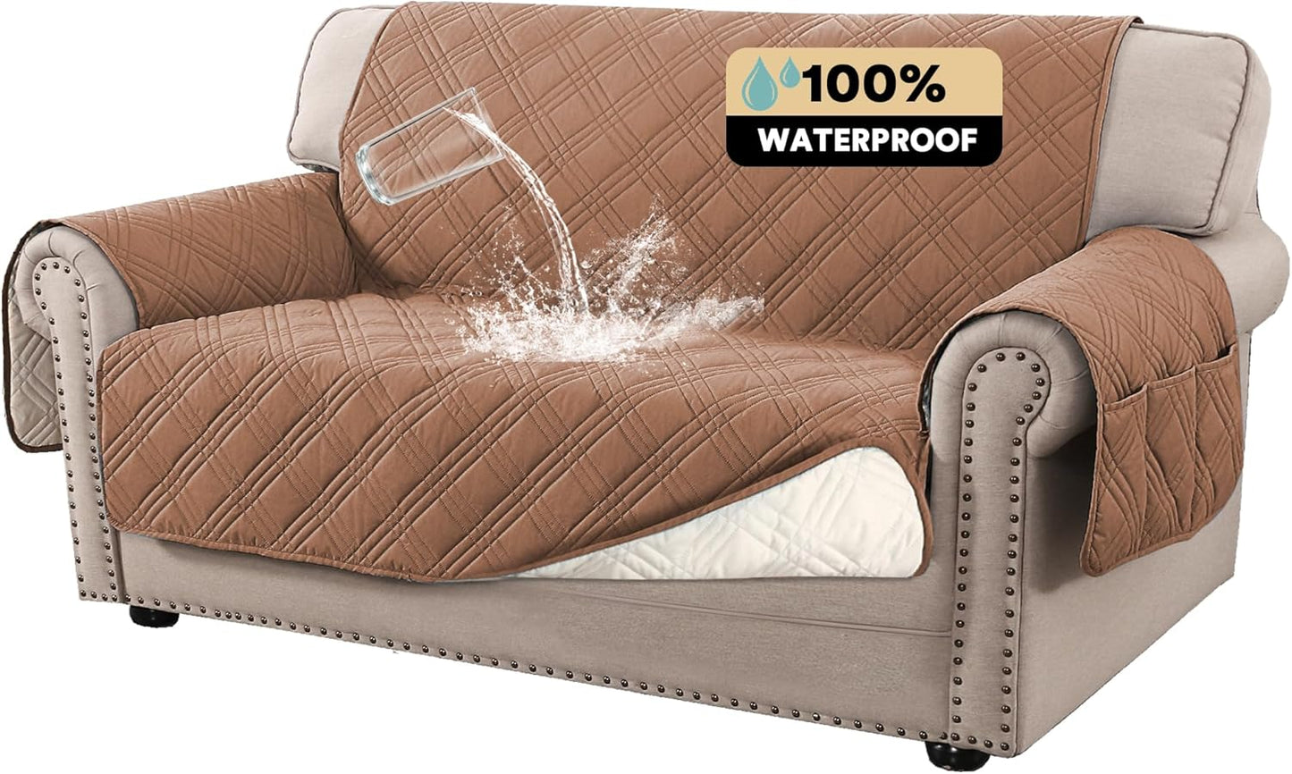 PrinceDeco Waterproof Loveseat Covers for 2 Cushion Couch