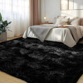 6x9 Black Fluffy Fuzzy Area Rug for Living Room - Ultra Soft Shag
