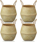 Woven Seagrass Belly Baskets 4-Pack - Large Indoor Planters