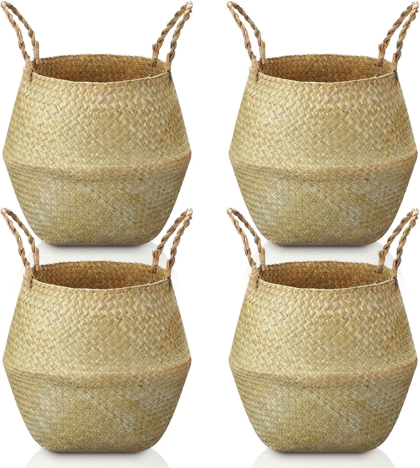 Qunclay Woven Seagrass Baskets Set for Indoor Plant Decor