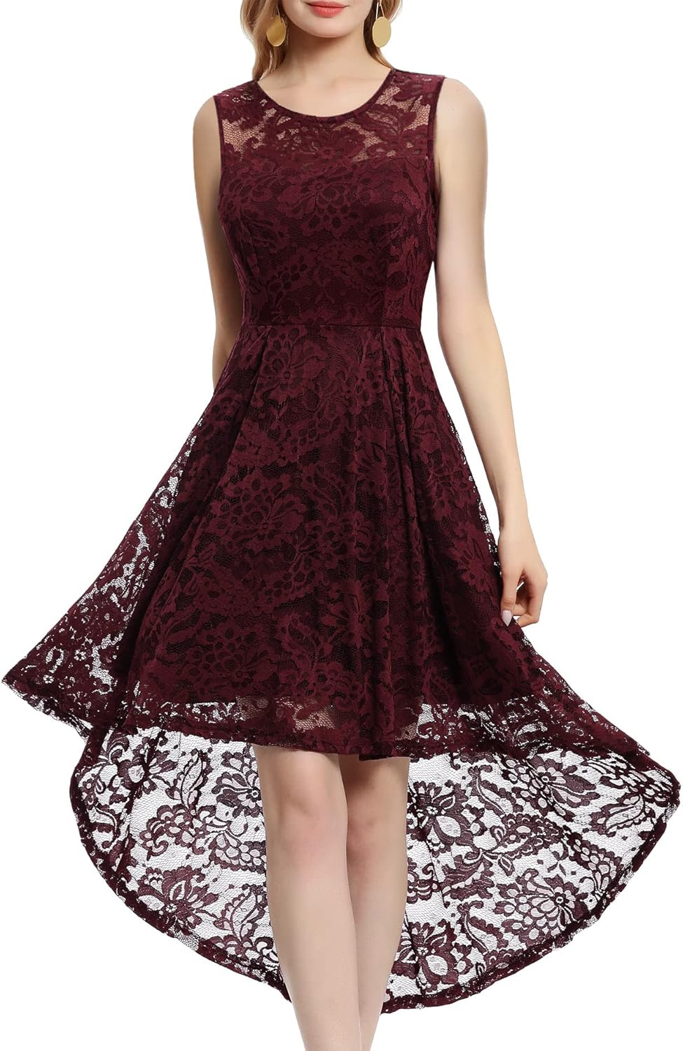 Floral Lace Hi-Lo Cocktail Dress by MUADRESS