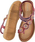 HARENCE Womens Sandals Comfortable Flats Shoes Summer - Casual Beaded