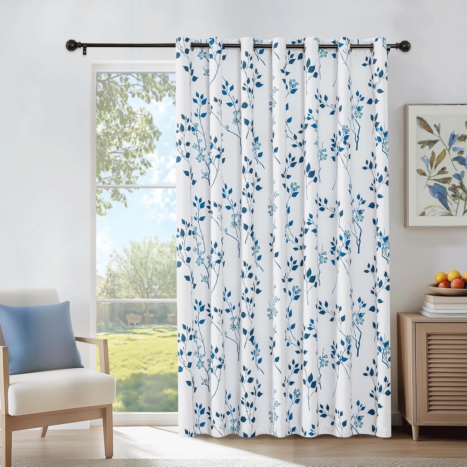 Beauoop Floral Blackout Curtains for Patio Sliding Door