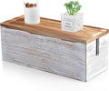 Large Cable Management Box White Washed Wood - Tidy Under-Desk Storage