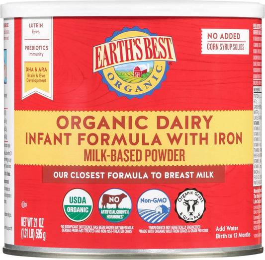 Organic Dairy Infant Formula with Iron & DHA for Babies 0-12 Months - 21 oz