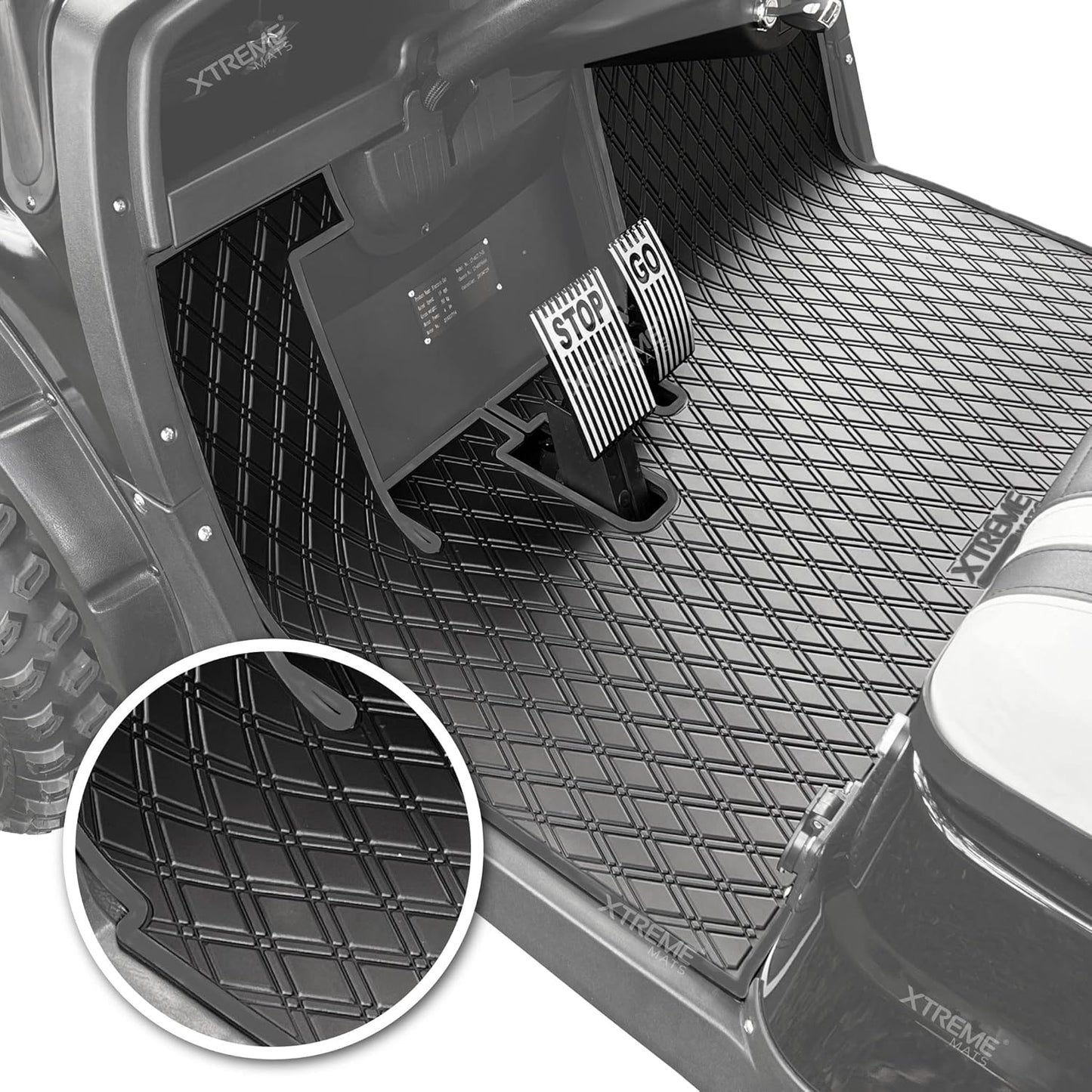 All Black Full Coverage Golf Cart Floor Liner - Compatible with ICON & Advanced EV