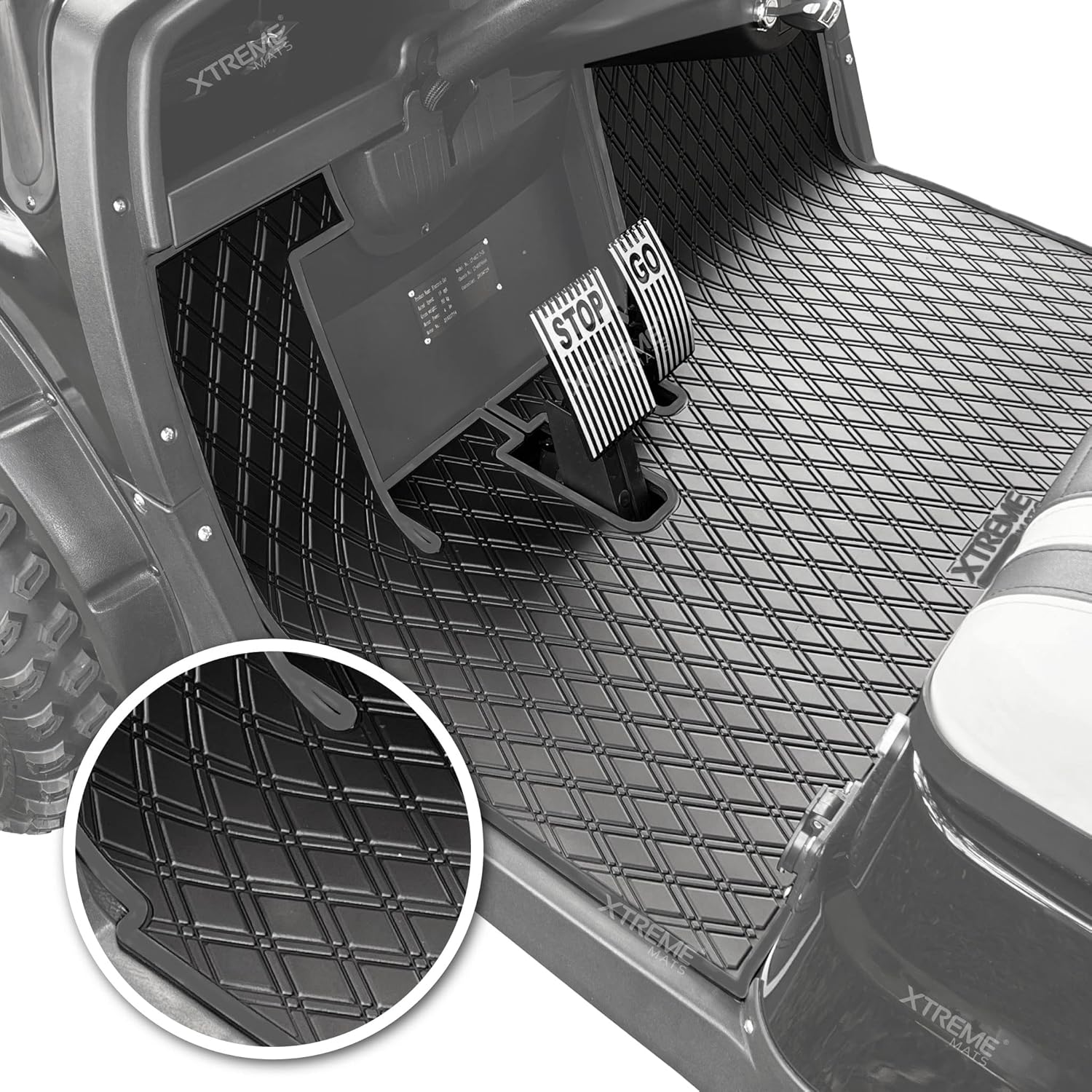 All Black Full Coverage Golf Cart Floor Liner - Compatible with ICON & Advanced EV