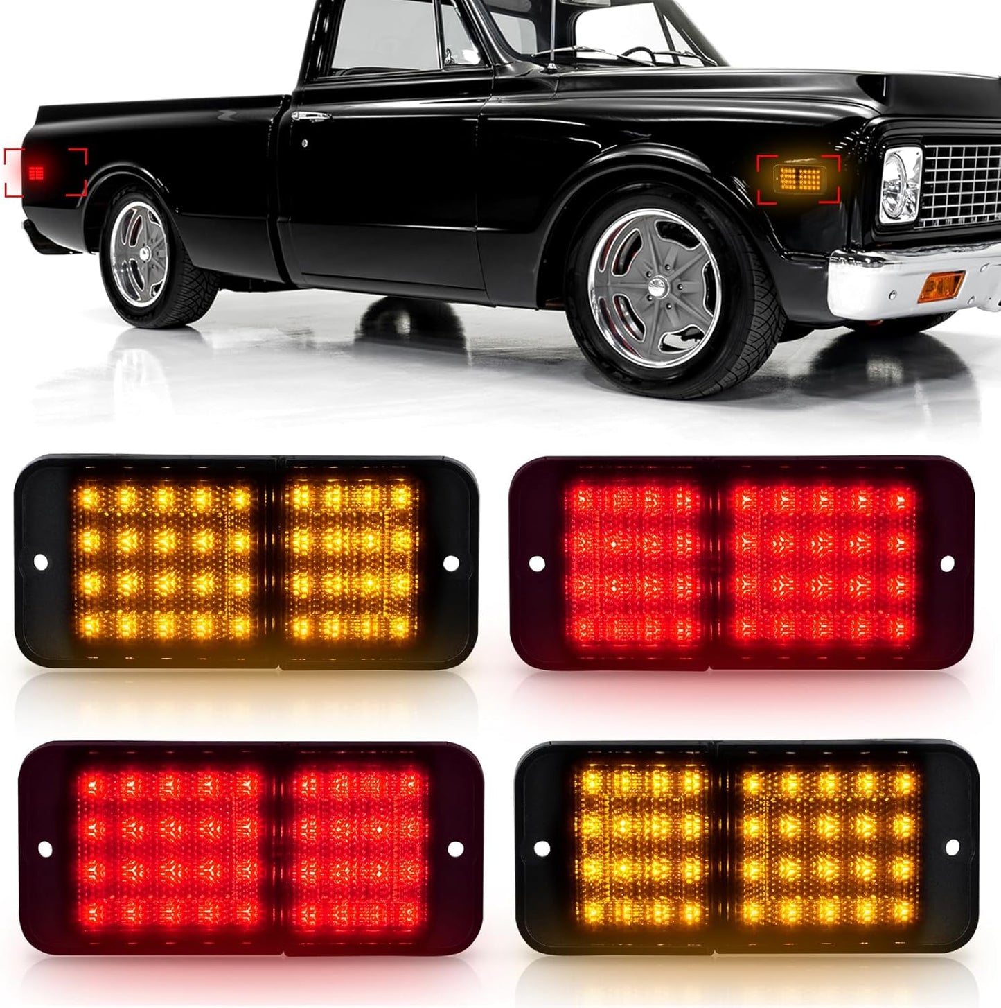 Bestview Side Marker Light Assembly for 1968-1972 Chevy C/K