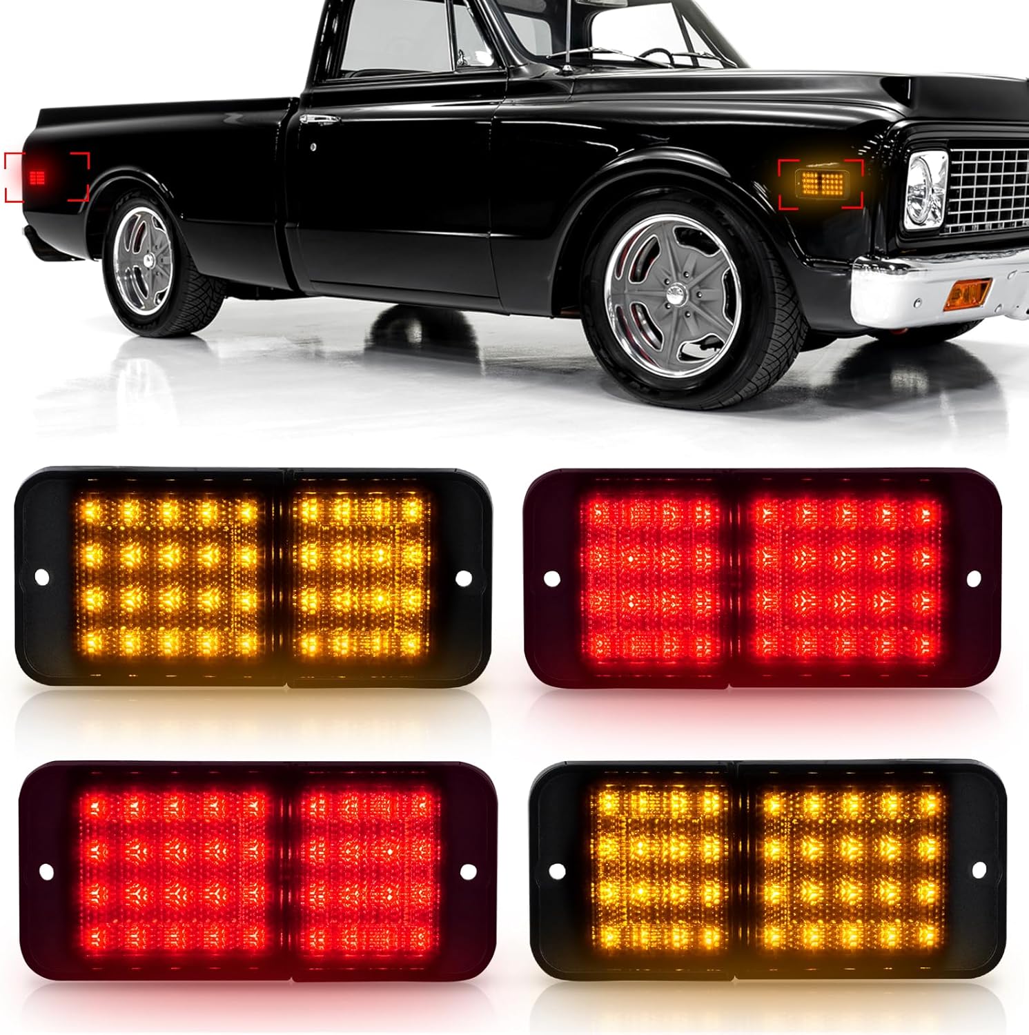 Bestview Side Marker Light Assembly for 1968-1972 Chevy C/K