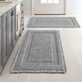 Light Grey 18x30 in Waffle Bath Rugs Set of 2 - Soft Absorbent Mats