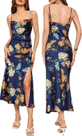Satin Slip Midi Dress for Women - Ideal for Weddings and Events