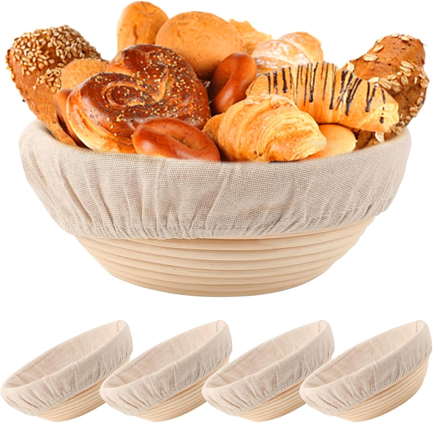 9 inch Round Banneton Bread Proofing Basket Set for Sourdough