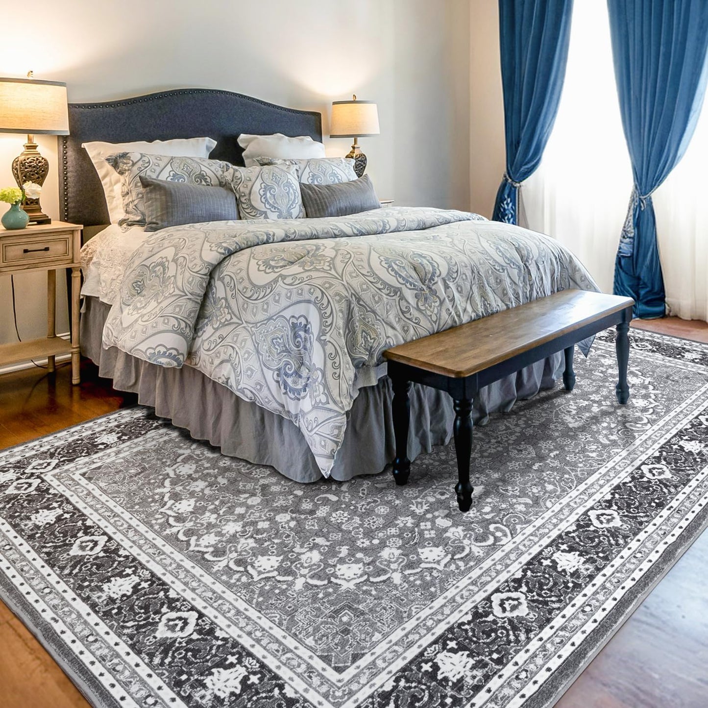 Lessymo 6x9 Bedroom Area Rugs - Soft Faux-Wool Vintage Design