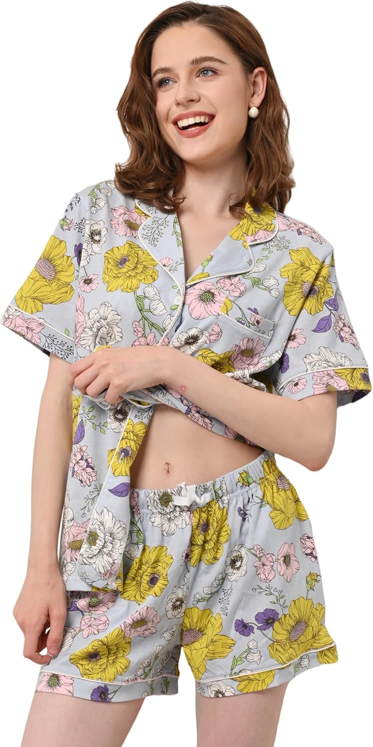 100% Cotton Pajamas for Women Sets Soft Sleepwear Loungewear