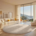 Ophanie Round Rug 7Ft White Circle Area Rug - Plush Soft Shaggy