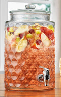 2 Gallon Beverage Serveware with Glass Lid - Elegant Bubble Design