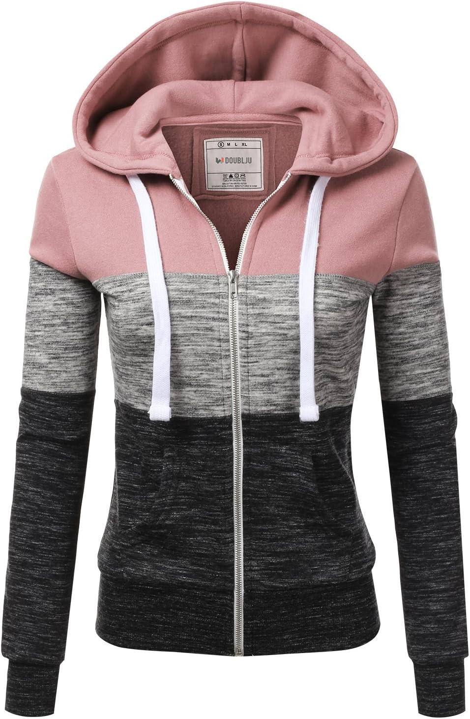 DOUBLJU Lightweight Thin Zip-Up Hoodie Jacket for Women Plus Size