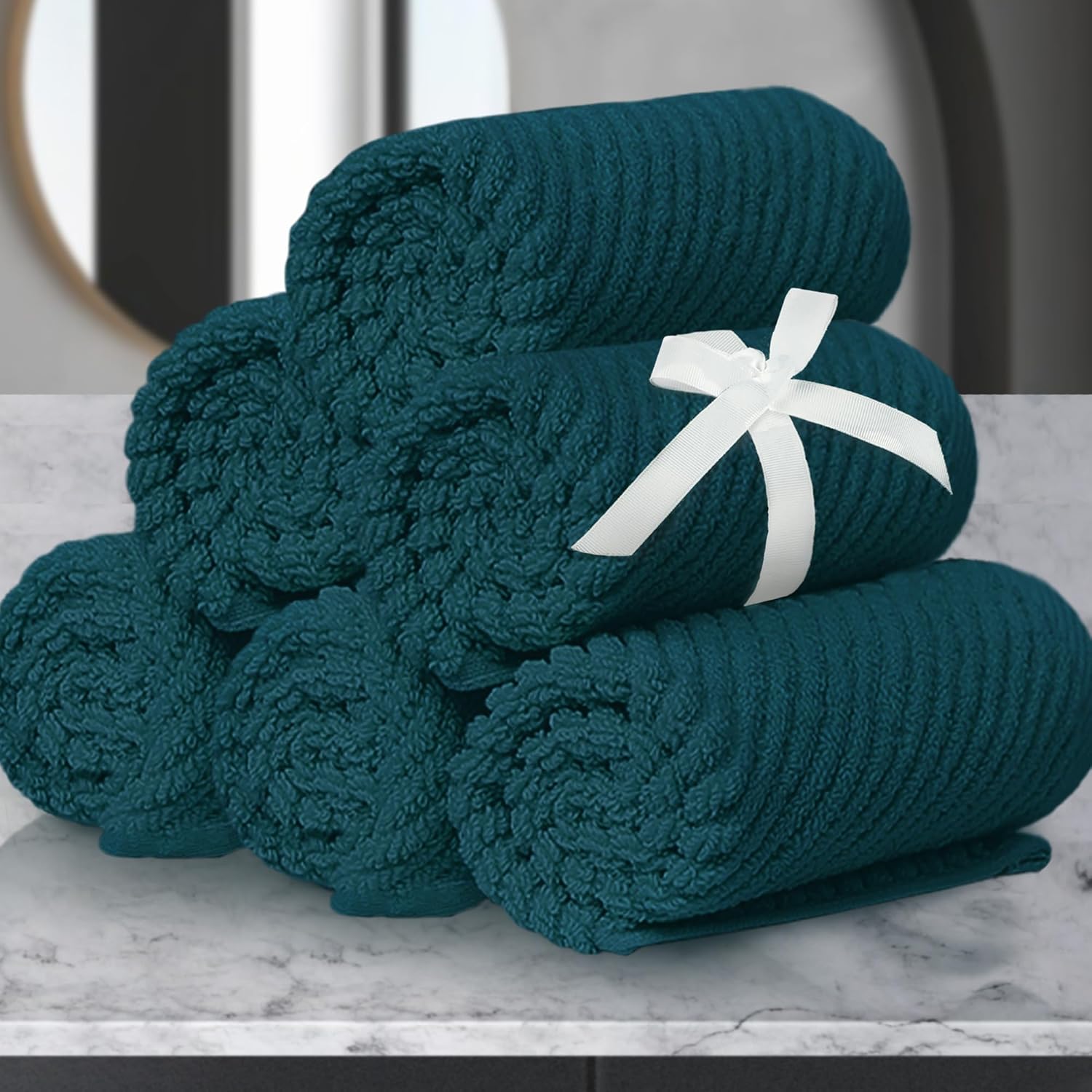 Luxurious 100% Cotton Face Towels for Bathroom - 6PC Set