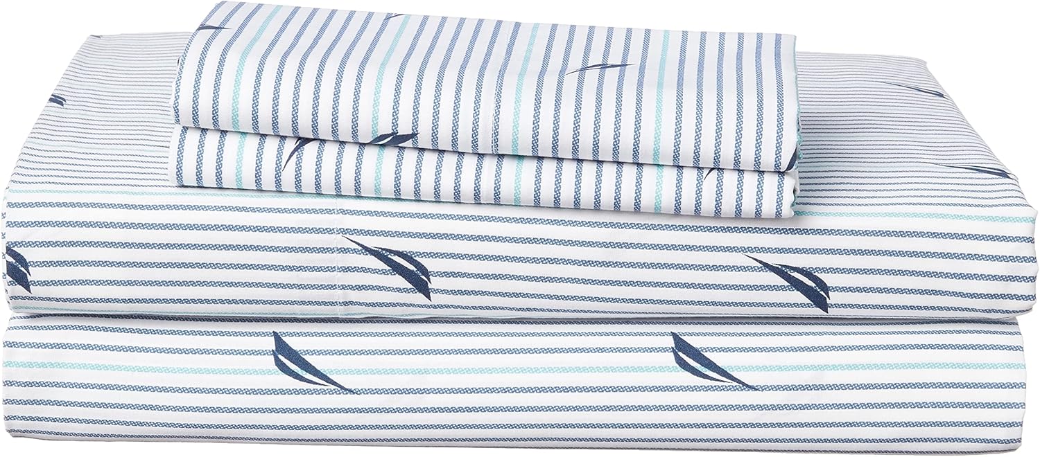 Nautica Queen Sheets Set - Cotton Percale Bedding for Comfort