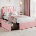 GarveeHome Twin Bed Frame with Storage Headboard - Pink Boucle