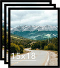 Wood 15x18 Picture Frame Black - 3 Pack Wall Hanging Frames