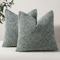 Striped Throw Pillow Covers 24x24 Set of 2 Green Boucle - Chic