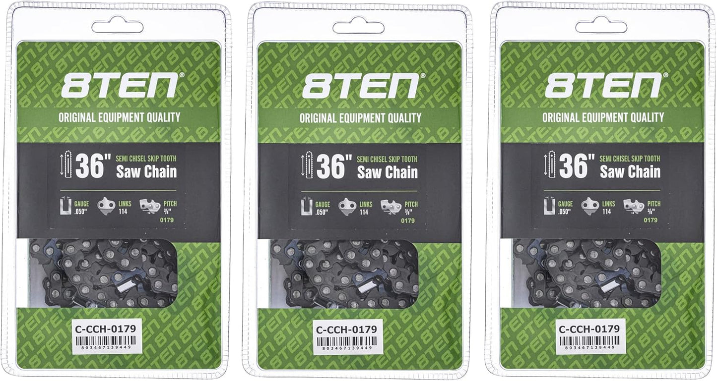 8TEN Semi Chisel Skip Tooth Chainsaw Chain 36 Inch for Stihl