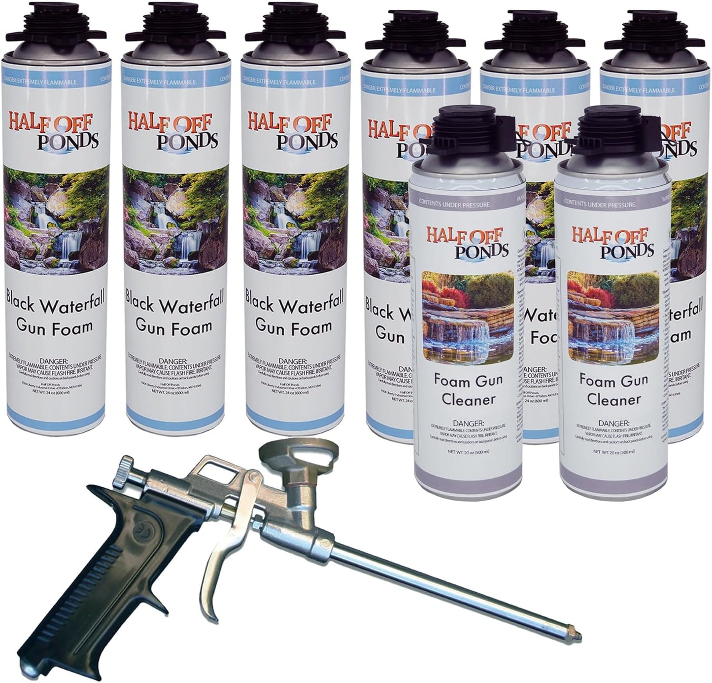 Waterfall Foam Kit with Steel Gun for Ponds and Water Features