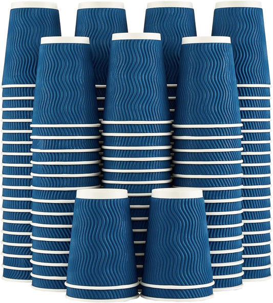 Lamosi 12 oz Insulated Ripple Cups - 120 Pack, Navy