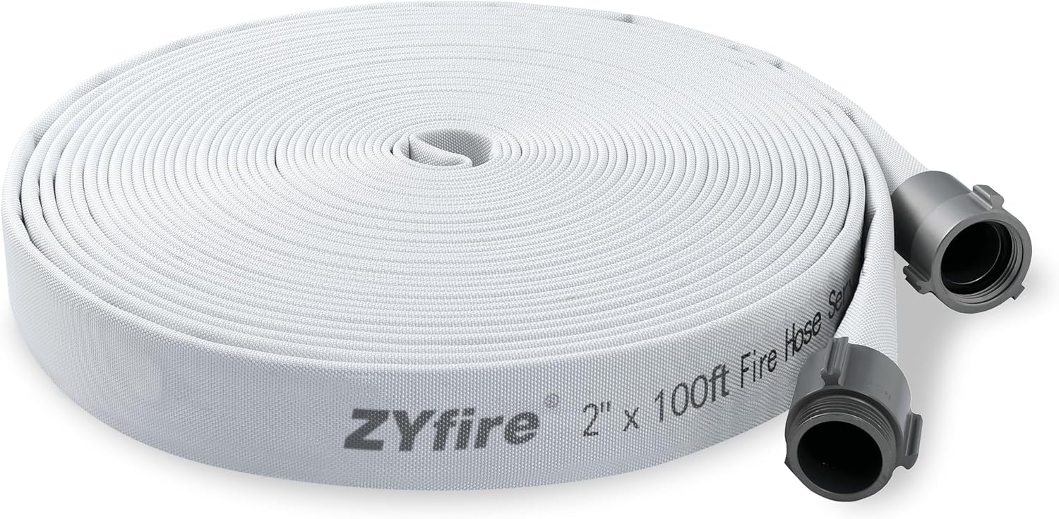 ZYfire 2in ID x 100 FT Fire Hose with Aluminum Couplings