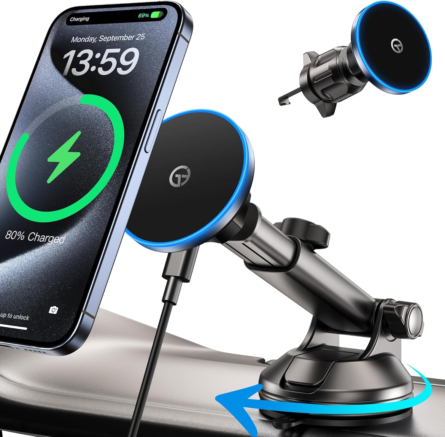 GuMosh Magnetic Car Charger - Night Align LED Light